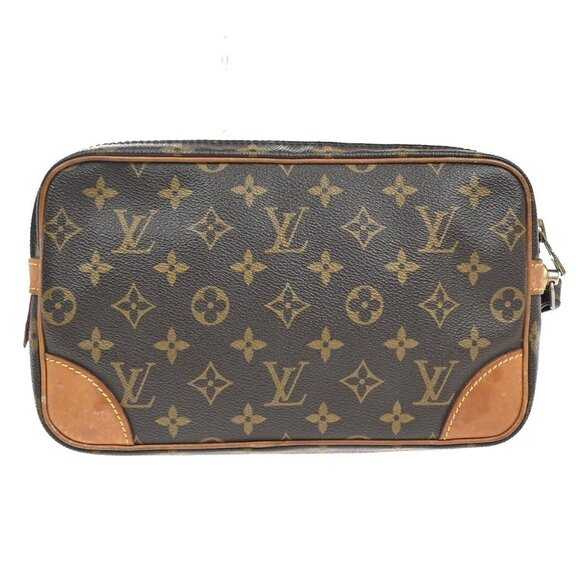 LOUIS VUITTON Marly Dragonne GM Clutch Hand Bag Monogram Brown - Picture 3 of 15